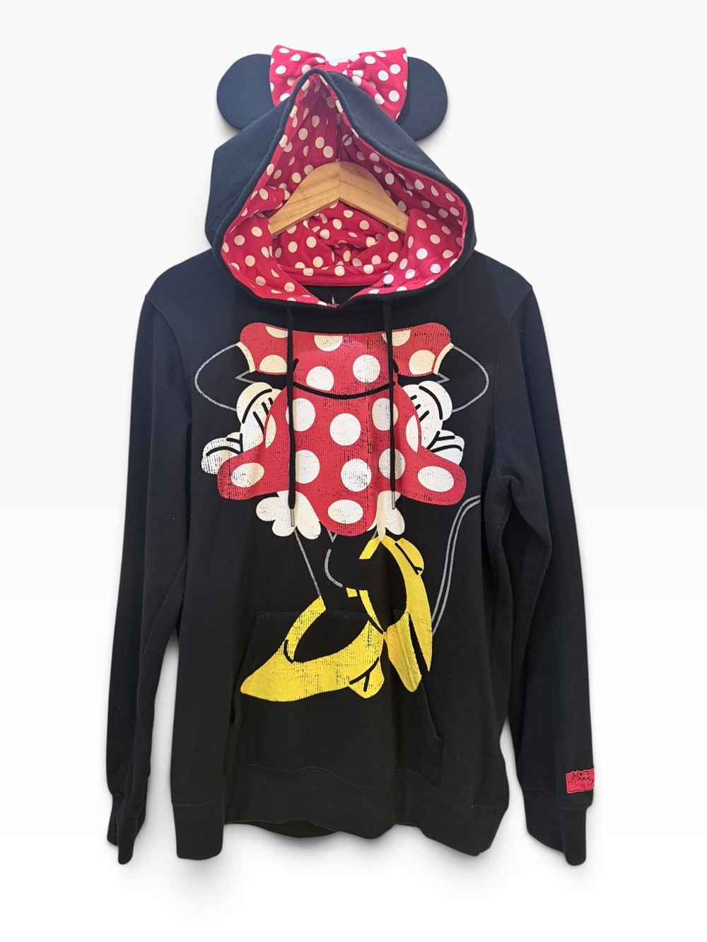 Disney Parks Black Minnie Mouse Hooded Sweatshirt with Red Polka Dot Hood